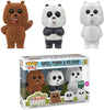 Pop We Bare Bears Grizz, Panda, Ice Bear Flocked Vinyl Figure 3 Pack Barnes & Noble Exclusive