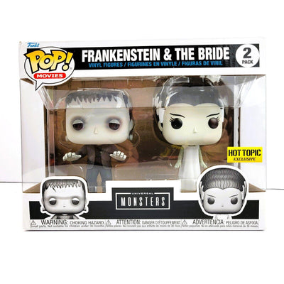 Pop Universal Monsters Frankenstein & the Bride Grey Vinyl Figure 2-Pack Hot Topic Exclusive