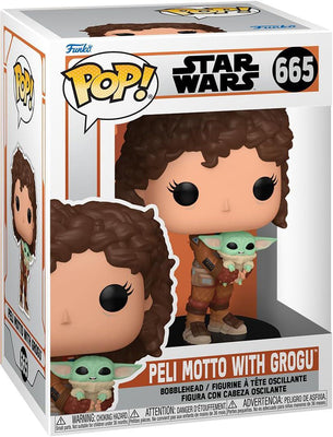 Pop Star Wars Mandalorian Peli Motto with Grogu Vinyl Figure #665