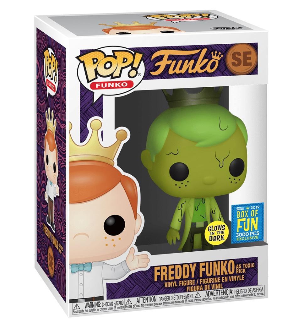 Pop Funko Freddy Funko as Toxic Rick Glow in the Dark Vinyl Figure Box of Fun Exclusive