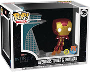 Pop Town Marvel Infinity Saga Age of Ultron Avengers Tower with Iron Man GITD PX Vinyl Figure #35
