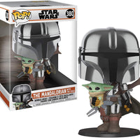 Pop Star Wars Mandalorian Chrome Mandalorian with the Child 10" Vinyl Figure #380