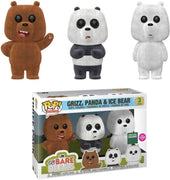 Pop We Bare Bears Grizz, Panda, Ice Bear Flocked Vinyl Figure 3 Pack Barnes & Noble Exclusive