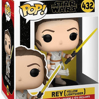Pop Star Wars Rise of Skywalker Rey with Yellow Lightsaber Vinyl Figure