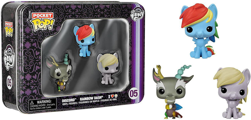 Pocket Pop My Little Pony Dash, Discord & Derpy Mini Vinyl Figure Tin (3-Pack)