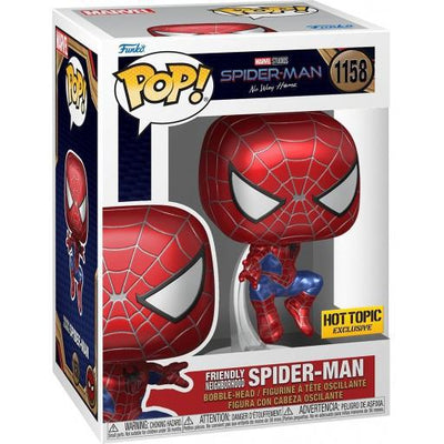Pop Marvel Spider-Man Friendly Neighborhood Spider-Man Metallic Vinyl Figure Hot Topic Exclusive #1158