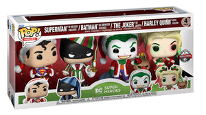 Pop DC Comics Holidays Superman, Batman, Joker and Harley Quinn Vinyl Figures 4-Pack Special Editions
