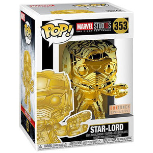 Pop Marvel Guardians of the Galaxy Gold Chrome Star-Lord Vinyl Figure BoxLunch Exclusive