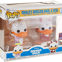 Pop Disney Donald Duck Donald's Shoulder Angel & Devil Vinyl Figure Set 2022 Wondrous Convention Exclusive