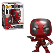 Pop Marvel 80th First Appearance Deadpool Damaged Metallic Vinyl Figure BoxLunch Exclusive