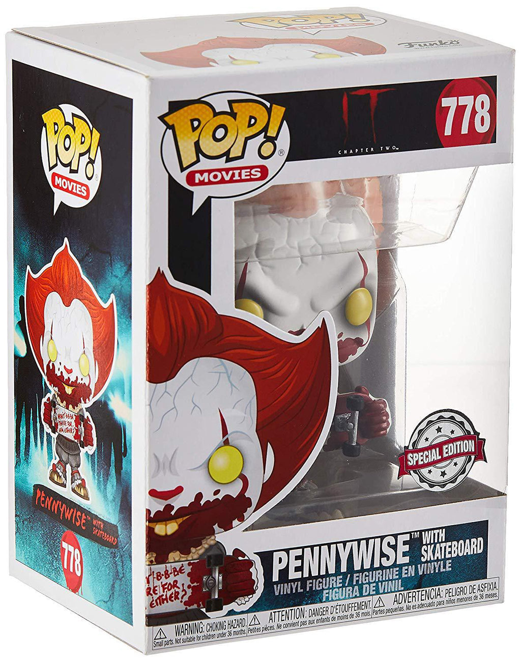 Pop It Pennywise with Skate Board Vinyl Figure Hot Topic Exclusive