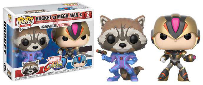 Pop Marvel vs Capcom Infinite Rocket vs Megaman Vinyl Figure GameStop Exclusive