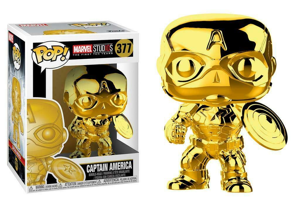 Pop Marvel Studios 10th Captain America Gold Chrome Vinyl Figure